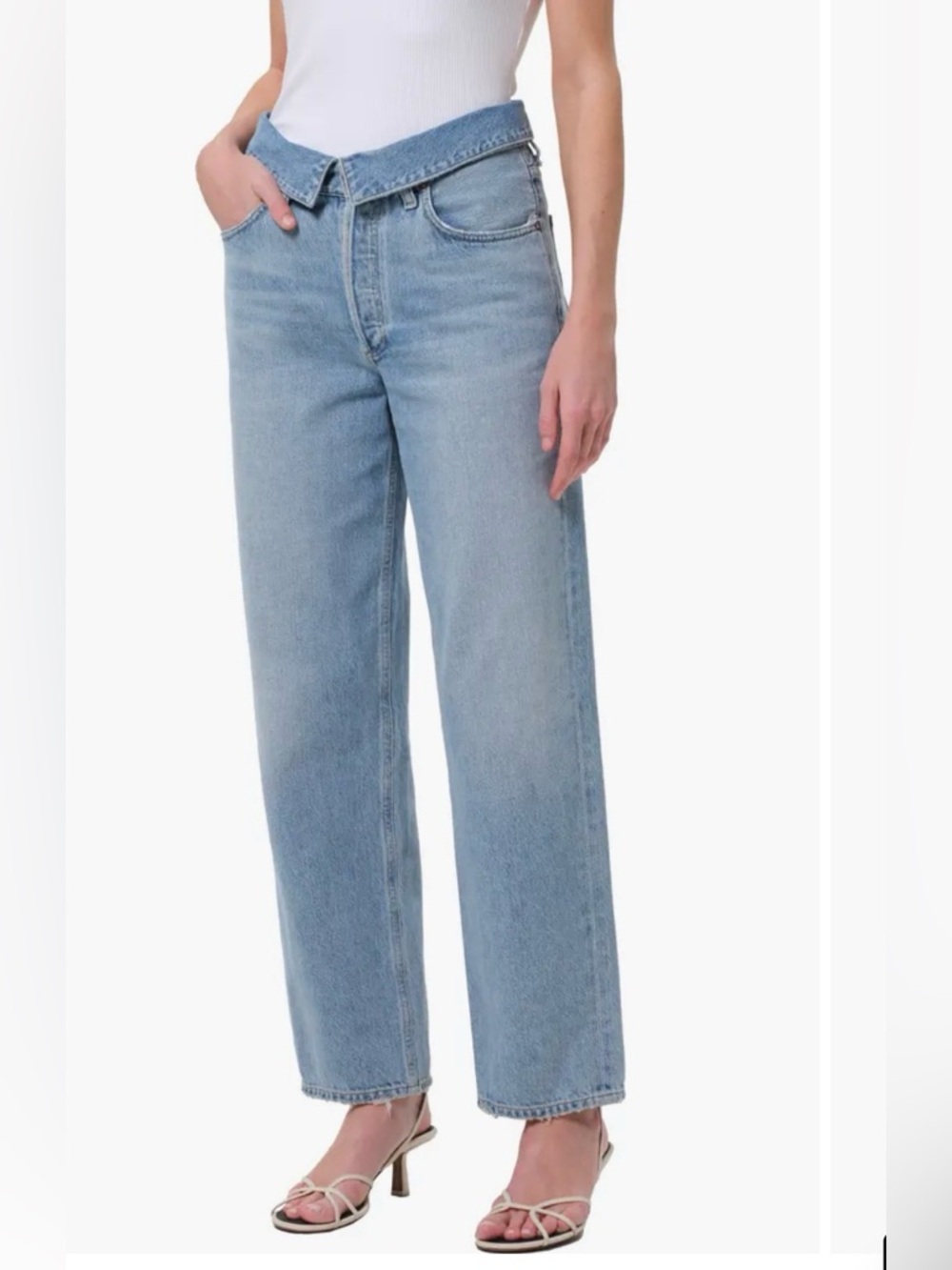 AGOLDE Echo Foldover Waist Tapered Straight Leg Jeans in Syllable 25